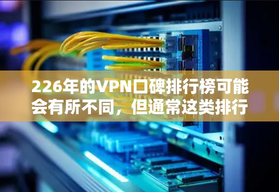 226年的VPN口碑排行榜可能会有所不同,但通常这类排行榜会综合考虑多个因素,如服务的安全性、覆盖范围、速度、协议、价格等。以下是一些常见的因素和趋势 226年的VPN口碑排行榜可能会有所不同,但通常这类排行榜会综合考虑多个因素,如服务的安全性、覆盖范围、速度、协议、价格等。以下是一些常见的因素和趋势